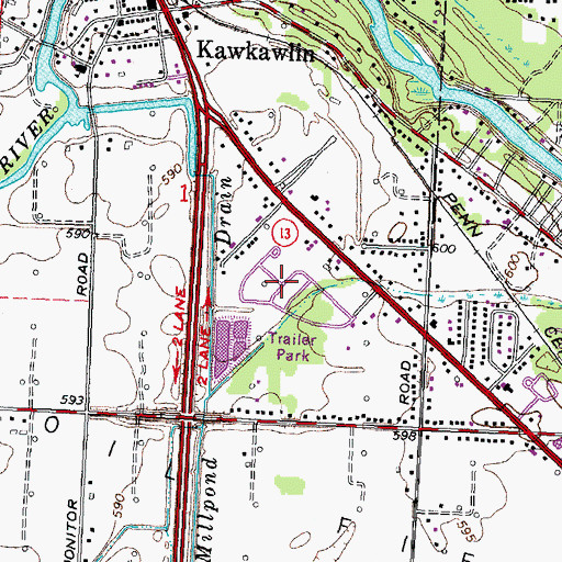 Topographic Map of Valley Mobile Home Park, MI