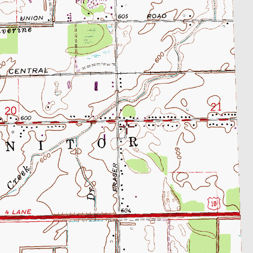 Topographic Map of Fairfield Manor Mobile Home Park, MI