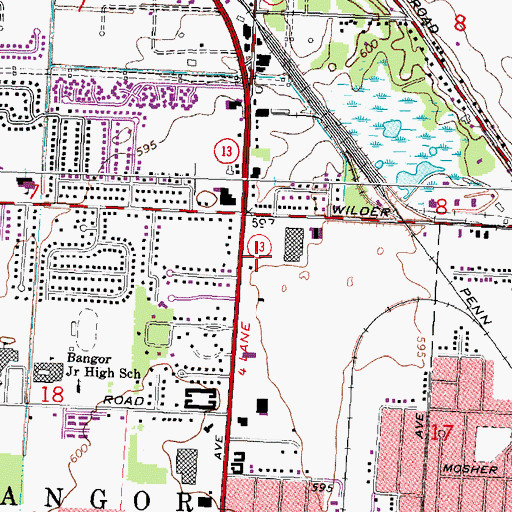 Topographic Map of Saint Mary's Medical Center, MI