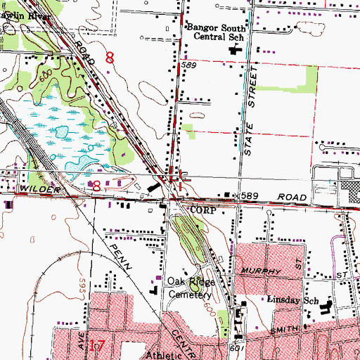 Topographic Map of Bay City Mall, MI