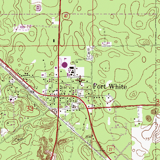 Topographic Map of Fort White United Methodist Church, FL