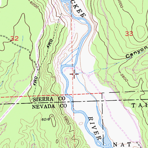 Topographic Map of Canyon Three, CA