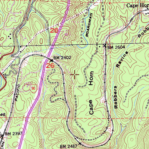 Topographic Map of Cape Horn, CA