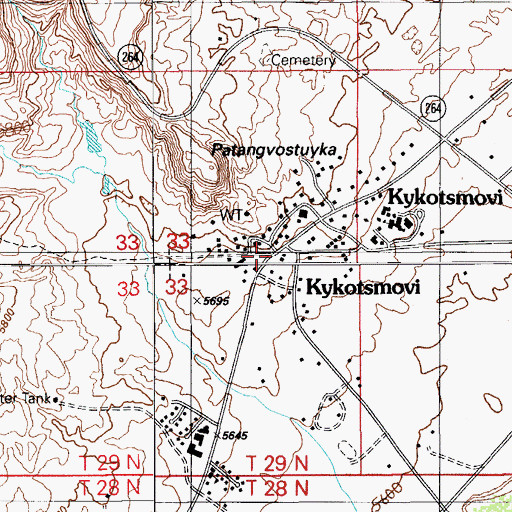 Topographic Map of Kykotsmovi, AZ