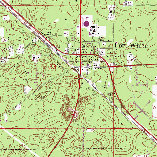 Topographic Map of Fort White Town Hall, FL