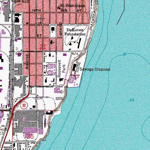Topographic Map of Racine Wastewater Treatment Plant, WI