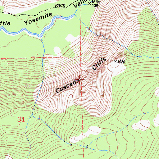 Topographic Map of Cascade Cliffs, CA