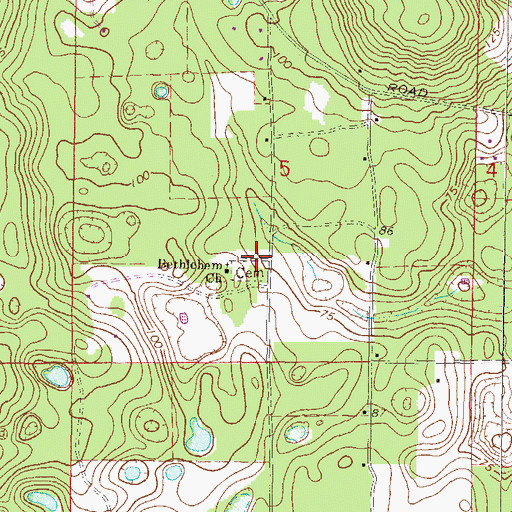 Topographic Map of Bethlehem Cemetery, FL