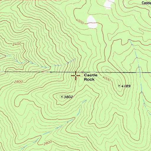 Topographic Map of Castle Rock, CA