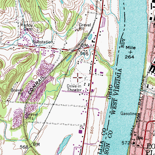 Topographic Map of Kanauga Drive-In, OH