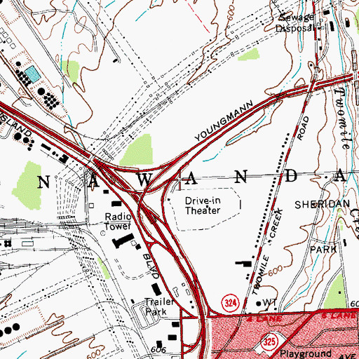 Topographic Map of Sheridan Drive-In (historical), NY
