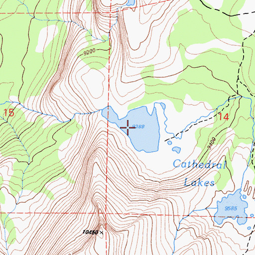 Topographic Map of Cathedral Lakes, CA