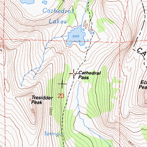 Topographic Map of Cathedral Pass, CA