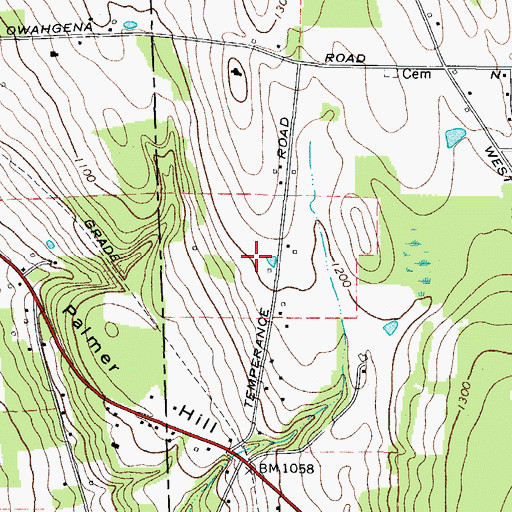 Topographic Map of Temperance Hill Farms, NY