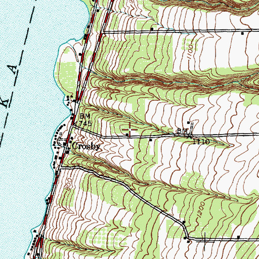 Topographic Map of Buzzard Crest Vineyards, NY