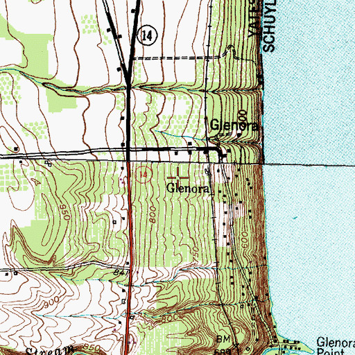 Topographic Map of Glenora Wine Cellars, NY