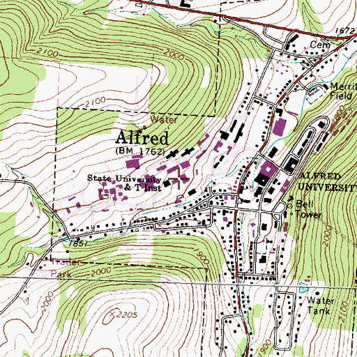 Topographic Map of Huntington Administration Building, NY