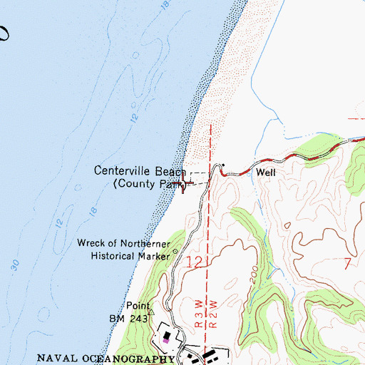 Topographic Map of Centerville Beach, CA