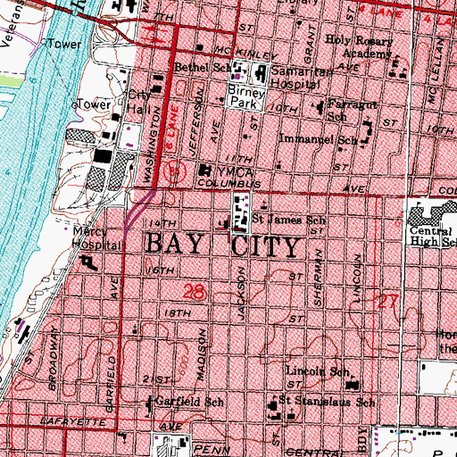 Topographic Map of All Saints Central High School, MI