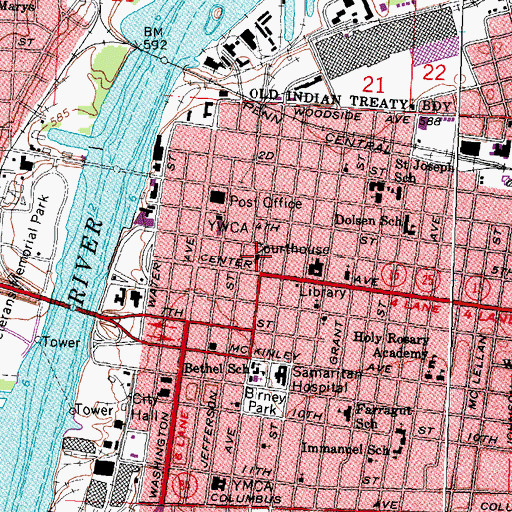 Topographic Map of Bay County Building, MI