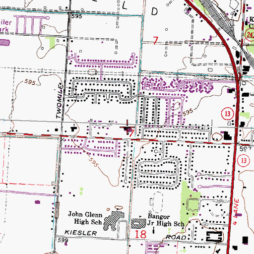 Topographic Map of Bangor West Central Elementary School, MI