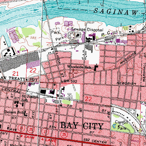 Topographic Map of Wenonah Park, MI