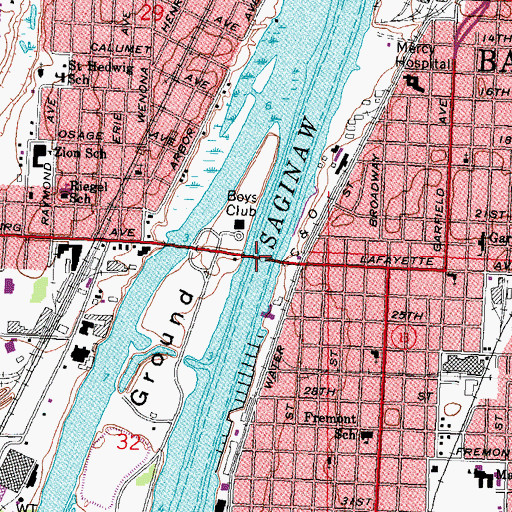 Topographic Map of Lafayette Bridge, MI