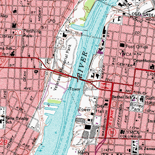 Topographic Map of Veterans Bridge, MI