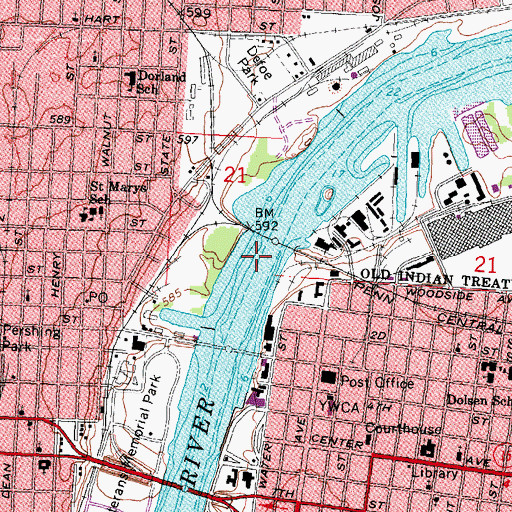 Topographic Map of Liberty Bridge, MI