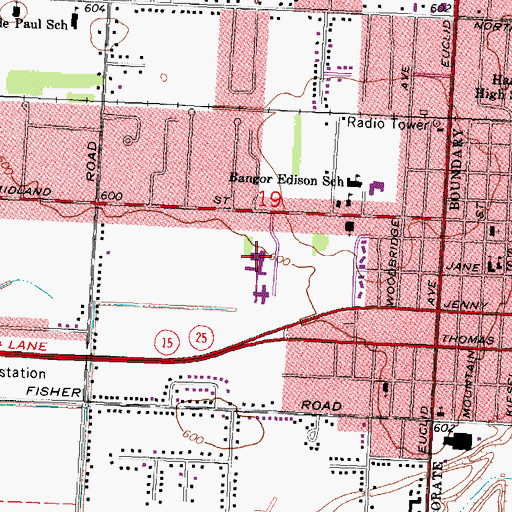 Topographic Map of Bay Special Care Hospital, MI