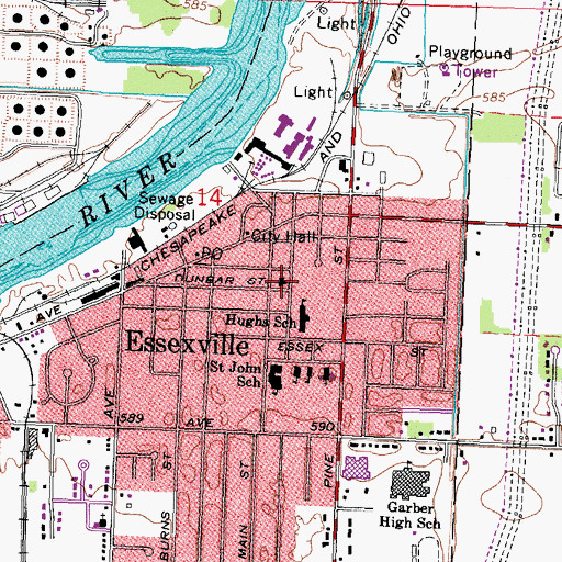 Topographic Map of Essexville Baptist Community Church, MI