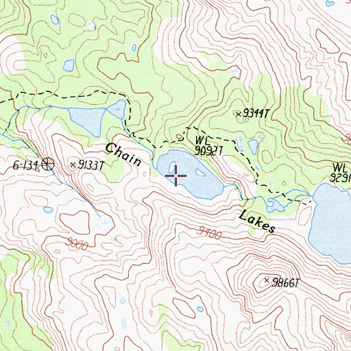 Topographic Map of Chain Lakes, CA