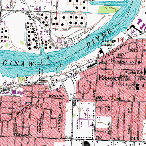 Topographic Map of Essexville Station, MI
