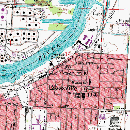 Topographic Map of Essexville Post Office, MI