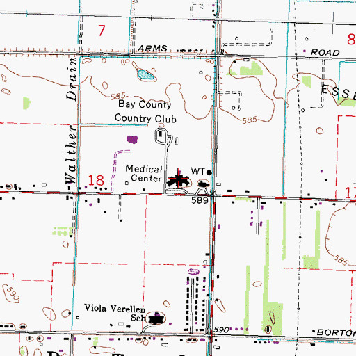 Topographic Map of Bay Medical Care Facility, MI