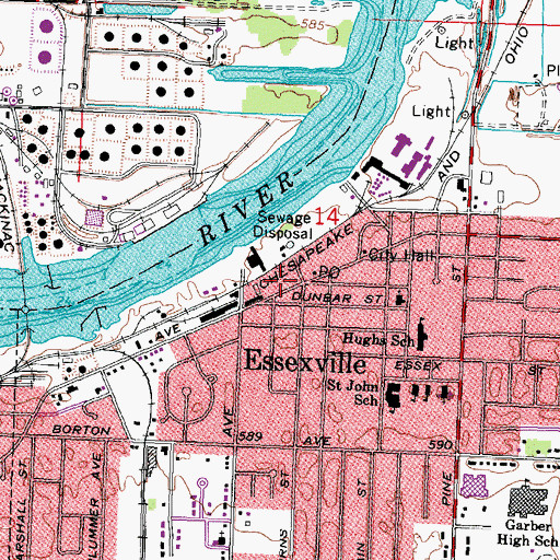 Topographic Map of Essexville City Police Department, MI