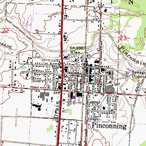 Topographic Map of Pinconning Medical Center, MI