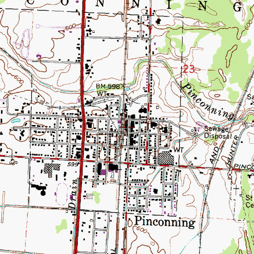 Topographic Map of Pinconning Branch Library, MI