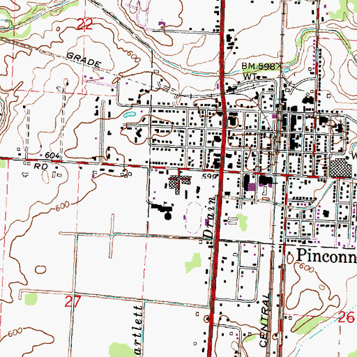 Topographic Map of Pinconning Senior High School, MI