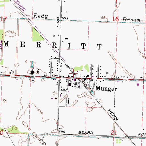 Topographic Map of Munger Station, MI