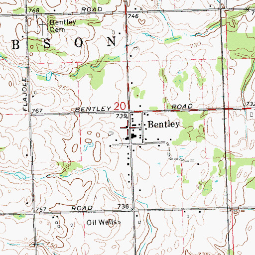 Topographic Map of Bentley United Methodist Church, MI