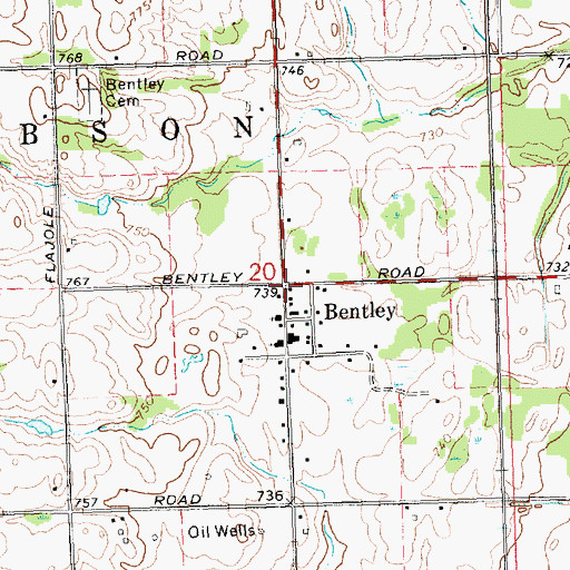 Topographic Map of Bentley Post Office, MI