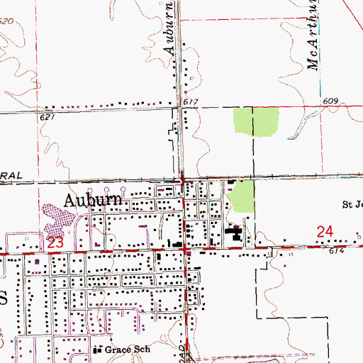 Topographic Map of Auburn Station, MI