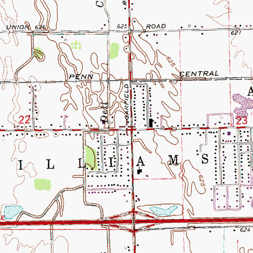 Topographic Map of Williams Township Hall, MI