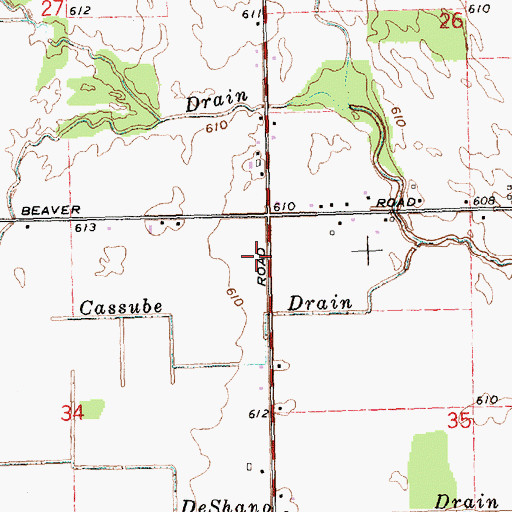 Topographic Map of Beaver Township Hall, MI