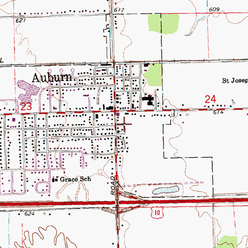 Topographic Map of Auburn Police Department, MI