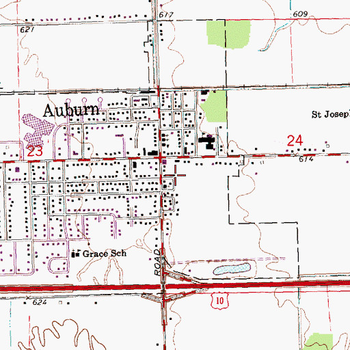 Topographic Map of Auburn City Hall, MI
