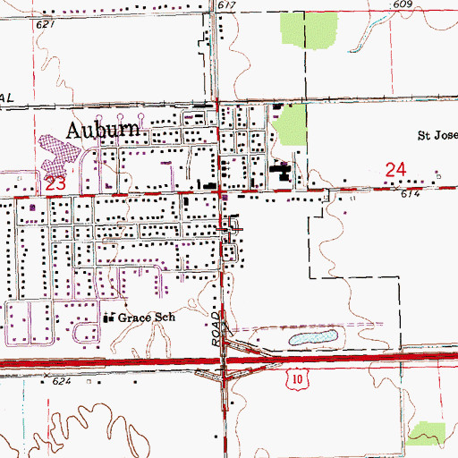 Topographic Map of Auburn United Methodist Church, MI