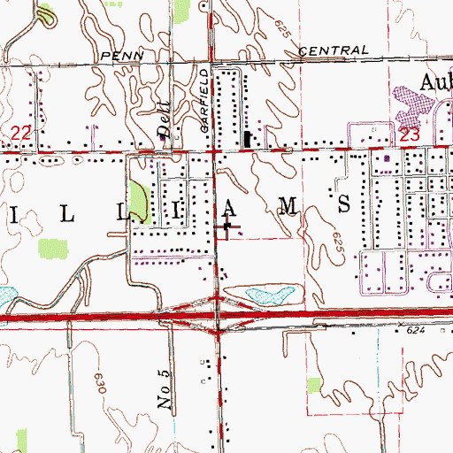 Topographic Map of Auburn First Baptist Church, MI