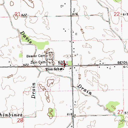 Topographic Map of Zion Lutheran Church, MI